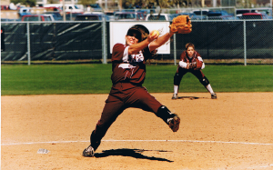 Kimberly Turner pitching for Texas A&M - 1997 - kimberly-turner.com