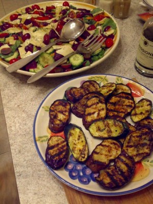 Grilled Veggies & Huge Salad - CookingWithKimberly.com