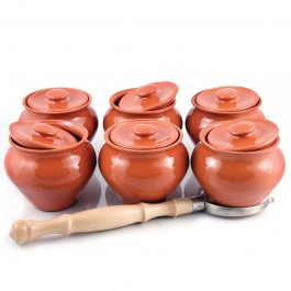 Vyatka Ceramics Stoneware Ramekins with Fork - fromrussia.com