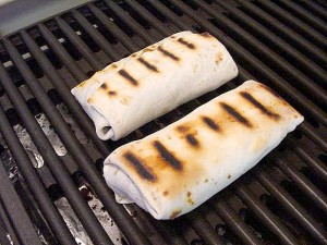 burritos on the grill