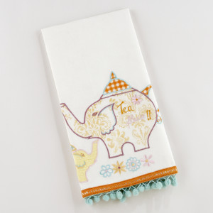 Elephant Tea Towel with Pom Poms - shop.cookingwithkimberly.com
