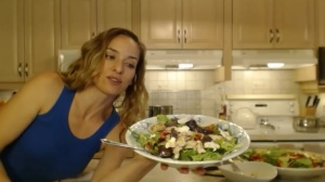 How to Make Romaine Salad with Turkey Breast, Blue Potatoes & Chevre with Raspberry Vinaigrette - cookingwithkimberly.com