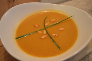 How to Cook Cream of Roasted Butternut Squash & Sweet Potato Soup: cookingwithkimberly.com