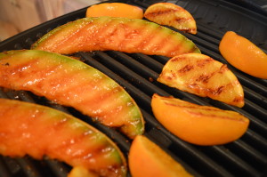 How to Cook Grilled Orange & Cantaloupe with Cherry Cabernet Caramel - cookingwithkimberly.com