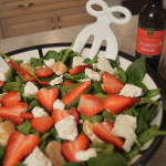 How to Make Kiwi, Strawberry & Spinach Salad with Chevre & Strawberry Lime Balsamic Vinaigrette - cookingwithkimberly.com