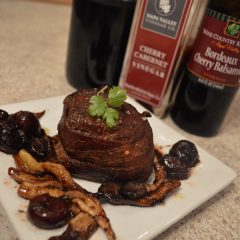 Pan Seared Bacon-Wrapped Boar Medallions + Black Oyster Mushroom & Bordeaux Cherry Balsamic Sauce Video