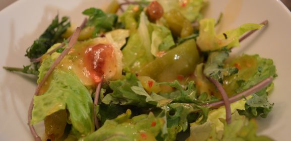 How to Make Romaine Salad with Baby Kale, Roasted Pepper & Nasturtium