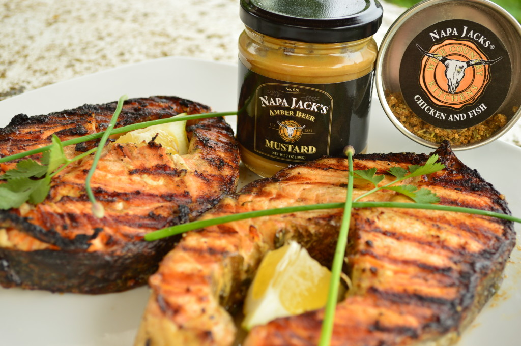 How to Grill Napa Jack's Amber Beer Mustard Salmon Steaks ...