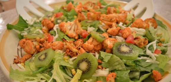 Romaine Salad with Kiwi & Roasted Cauliflower + Cilantro Lime Vinaigrette Video